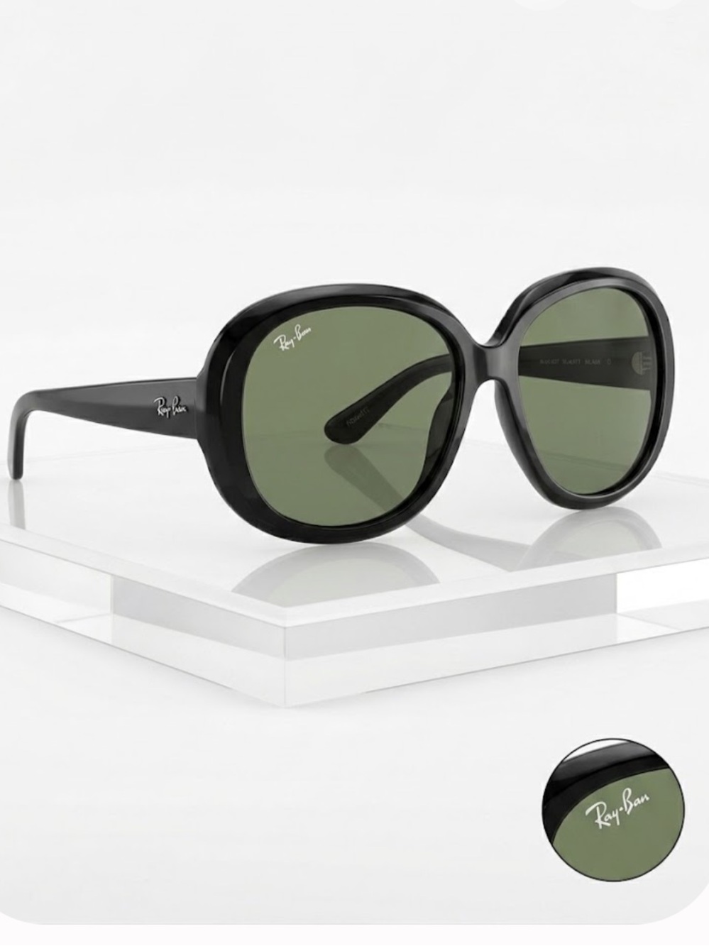 Ray-Ban Jackie-Ohs Women’s Black Frame Sunglasses with Green Lenses